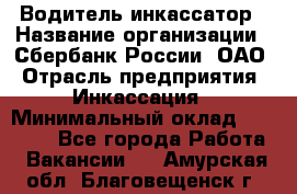 Водитель-инкассатор › Название организации ­ Сбербанк России, ОАО › Отрасль предприятия ­ Инкассация › Минимальный оклад ­ 25 000 - Все города Работа » Вакансии   . Амурская обл.,Благовещенск г.